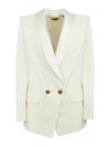Elisabetta Franchi Ivory Blazer With Satin Shawl Lapels In White
