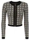Elisabetta Franchi Viscose Jacquard Mini Cardigan In Black