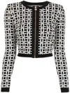 Elisabetta Franchi Viscose Jacquard Mini Cardigan In Black