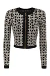 Elisabetta Franchi Viscose Jacquard Mini Cardigan In Black