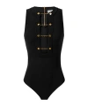 Elisabetta Franchi Viscose Knit Bodysuit With Jewel Cufflinks In Black