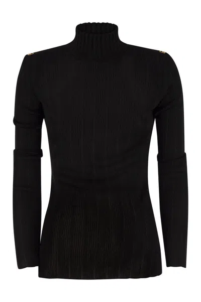 ELISABETTA FRANCHI ELISABETTA FRANCHI VISCOSE KNIT SHIRT WITH LOGO DETAILS