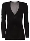Elisabetta Franchi Black Ribbed Top In Black