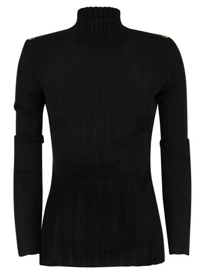 ELISABETTA FRANCHI VISCOSE KNIT SHIRT WITH LOGO DETAILS