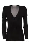 Elisabetta Franchi Black Ribbed Top In Black