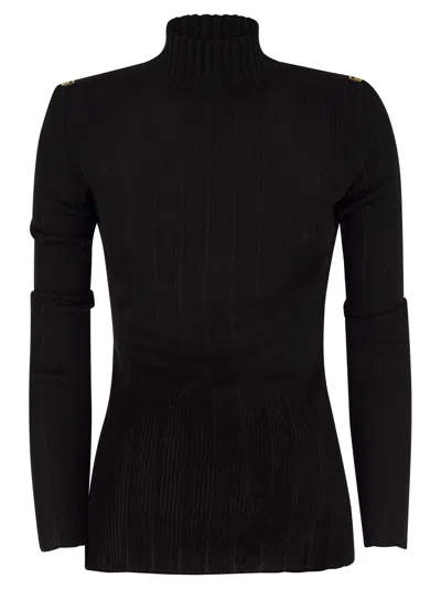 Elisabetta Franchi Viscose Knit Shirt With Logo Details In Black