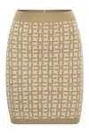Elisabetta Franchi Monogram Butter Beige Knitted Skirt In Brown