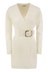 Elisabetta Franchi Women's Viscose Manteau Dress With Maxi Buckle In Beige