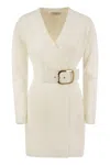 Elisabetta Franchi Women's Viscose Manteau Dress With Maxi Buckle In Beige