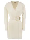 Elisabetta Franchi Women's Viscose Manteau Dress With Maxi Buckle In Ivory