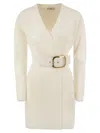 Elisabetta Franchi Viscose Manteau Dress With Maxi Buckle In Multi