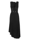 Elisabetta Franchi Viscose Midi Dress With Asymmetrical Hemline In Blue