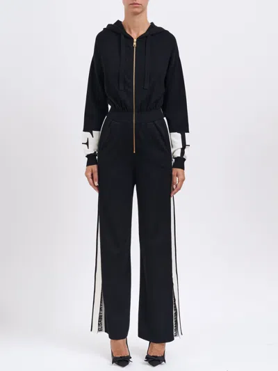 Elisabetta Franchi Viscose Overall With Bands In Black