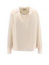Elisabetta Franchi Logo Metal Detail Collar Shirt In Neutral