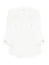 Elisabetta Franchi Three-quarter Sleeve White Shirt With Flap Pockets In White