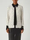Elisabetta Franchi Georgette Shirt With Two-tone Logo Print In Neutral