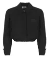 Elisabetta Franchi Georgette Cropped Blouse In Black