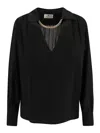 Elisabetta Franchi V-neck Chain-embellished Blouse In Black