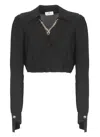 Elisabetta Franchi Blouse In Georgette Fabric With Jewel Detail In Black