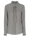 Elisabetta Franchi Geometric Print Long Sleeve Shirt With Tie In Black
