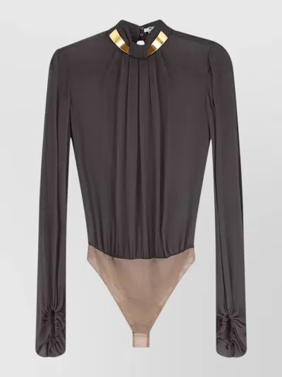 Elisabetta Franchi Viscose Shirt Body Detail Sheer Design In Black