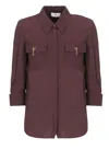 Elisabetta Franchi Shirt With Chest Pockets And Collared Neck In Burgundy
