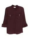 Elisabetta Franchi Shirt With Chest Pockets And Collared Neck In Burgundy