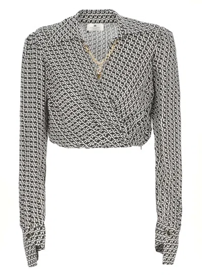 ELISABETTA FRANCHI VISCOSE SHIRT WITH GEOMETRIC PRINT