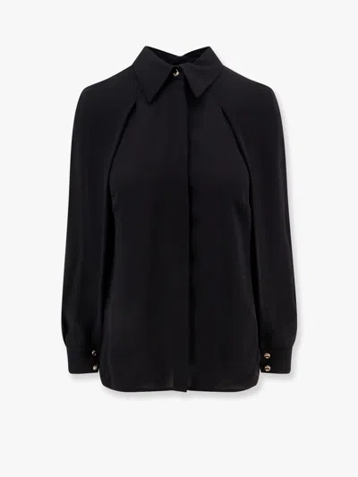ELISABETTA FRANCHI VISCOSE SHIRT WITH GOLD METAL BUTTON