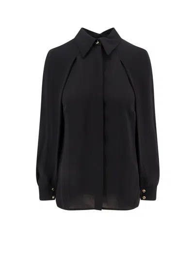 Elisabetta Franchi Viscose Shirt With Gold Metal Button In Black