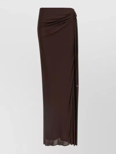 Elisabetta Franchi Viscose Skirt Draped Design Side Knot In Brown
