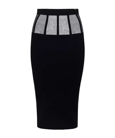 Elisabetta Franchi Viscose Skirt With Corset Cuts In Black