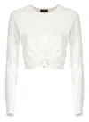 Elisabetta Franchi Ring Embellished Cropped Top In Ivory