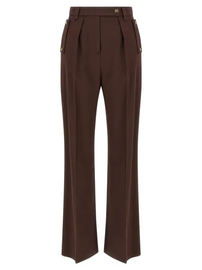 Elisabetta Franchi Viscose-blend Pleated Trousers In Brown