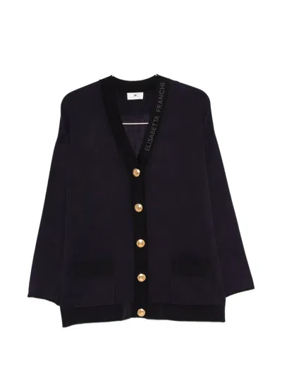 Elisabetta Franchi V-neck Button-up Cardigan In Blue