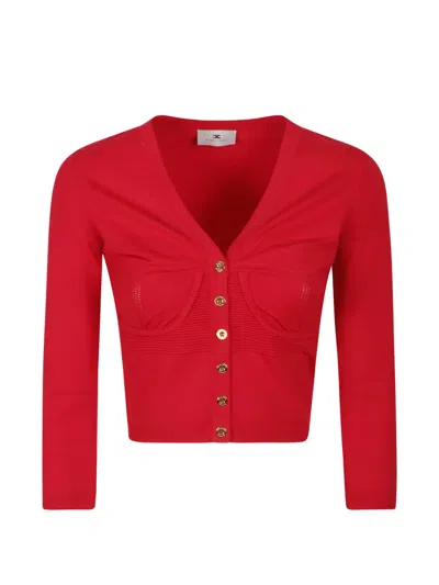 Elisabetta Franchi Corset-style V-neck Cardigan In Purple