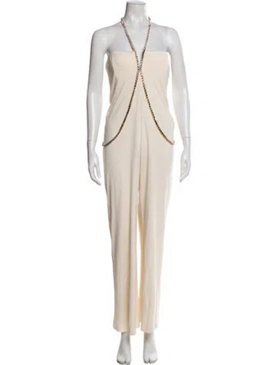 Pre-owned Elisabetta Franchi V-neck Jumpsuit In Neutral