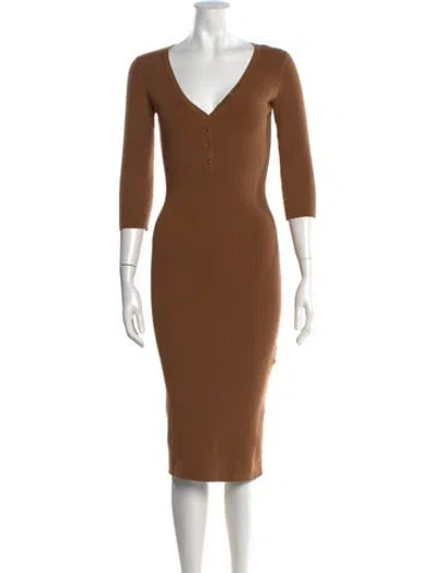 Pre-owned Elisabetta Franchi V-neck Knee-length Dress In Brown