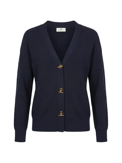 Elisabetta Franchi Long-sleeve Knit Cardigan In Blue
