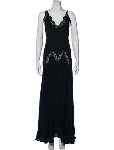 Pre-owned Elisabetta Franchi V-neck Long Dress In Black