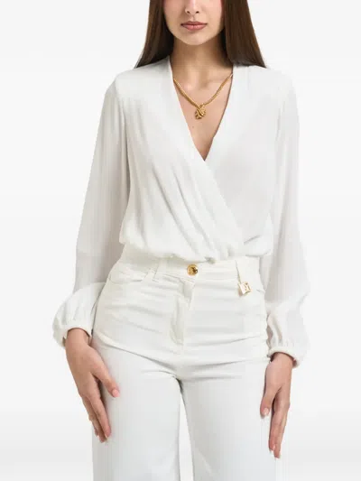 Elisabetta Franchi V-neck Wrap-style Blouse In White