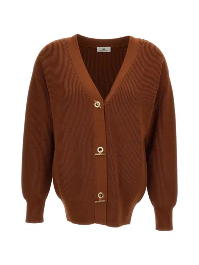Elisabetta Franchi V-necked Cardigan In Brown
