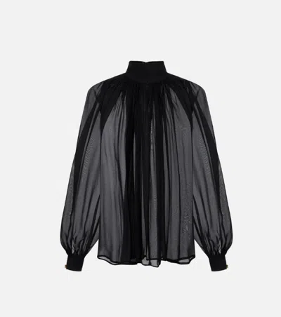 Elisabetta Franchi Voile Blouse In Black