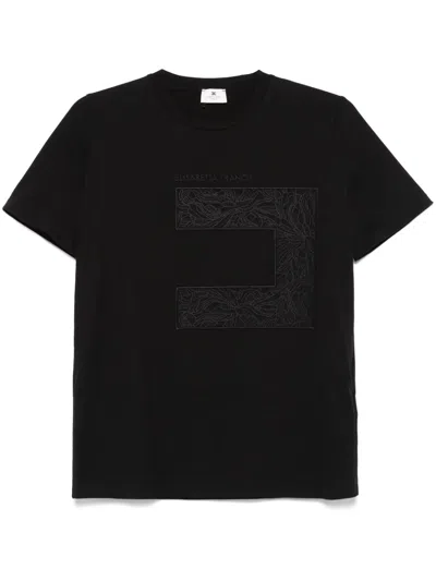 ELISABETTA FRANCHI VOILE-LOGO JERSEY T-SHIRT