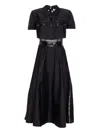 Elisabetta Franchi Long Dress With Transparent Detail And Pockets In Black