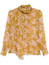 Elisabetta Franchi Voile Printed Blouse In 黄色