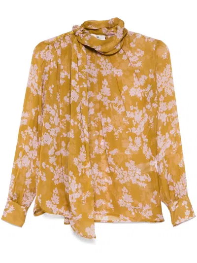 Elisabetta Franchi Voile Printed Blouse In 黄色