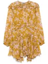 Elisabetta Franchi Voile Printed Mini Dress In 黄色