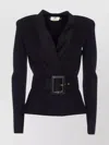 Elisabetta Franchi Waist Belt Long Sleeve Jacket In Black