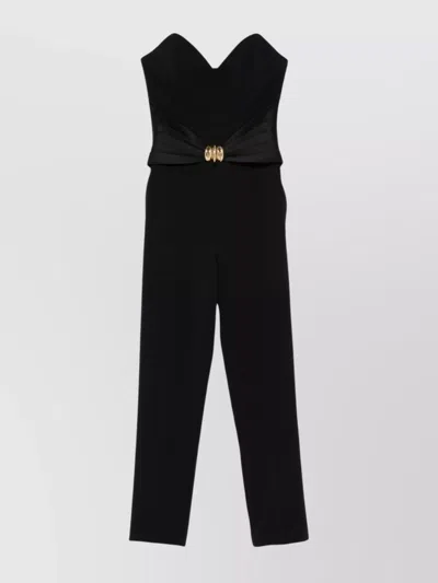 Elisabetta Franchi Waist Belted Bodice Jumpsuit With Cropped Length In Black